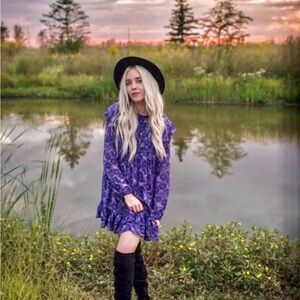 NWT FREE PEOPLE These Dreams Sz S Violet combo Mini Dress.